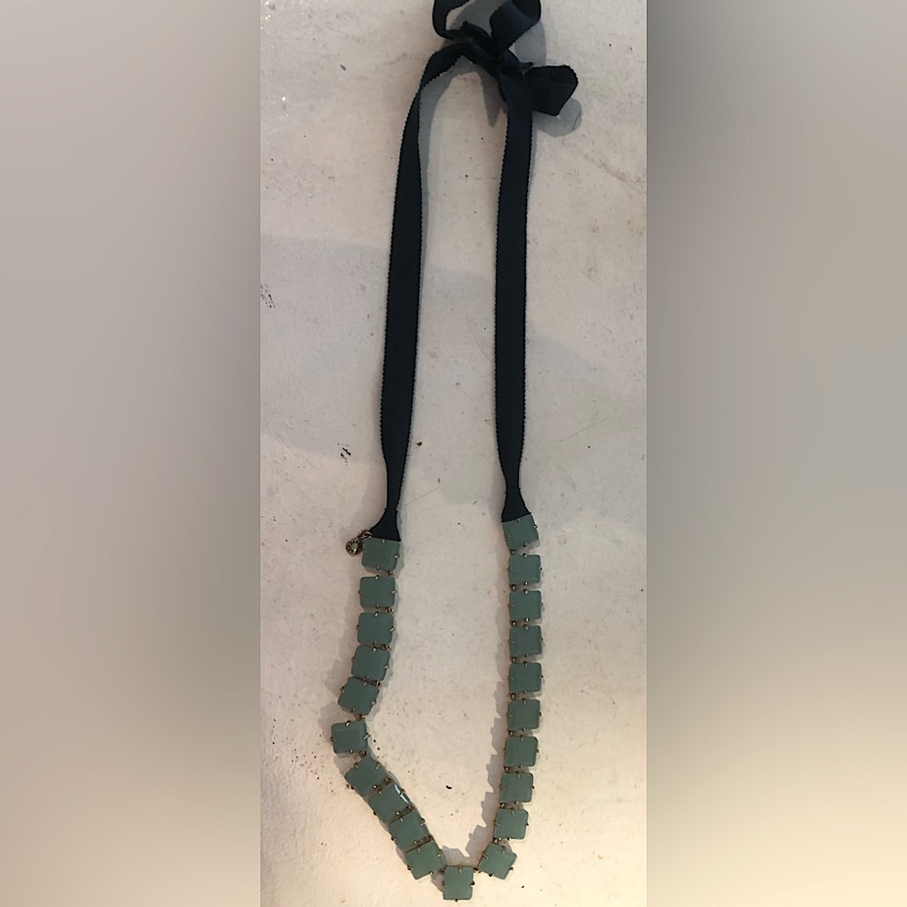 JCrew stone and ribbon necklace in teal and jade colour with gold details